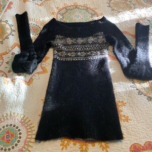 Free People Fair Isle Wool Blend Sweater Nordic Design Off Shoulder Option s/xs